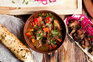 variety of Georgian dishes and snacks