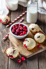 Muffins with cranberries and chocolate