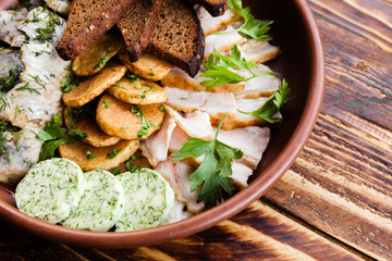 variety of Georgian dishes and snacks