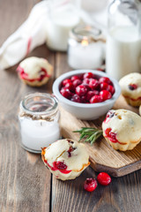 Muffins with cranberries and chocolate