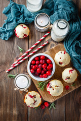 Muffins with cranberries and chocolate