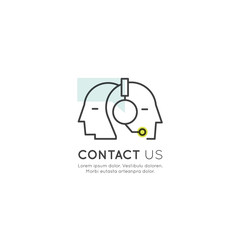 Vector Icon Style Illustration of About Us, Contact Us, Join Our Team, Bio Link, Information Page, Human Profile with Headphones,  Consulting, Call Centre, Isolated Web Element