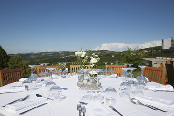 wedding table and blue sky