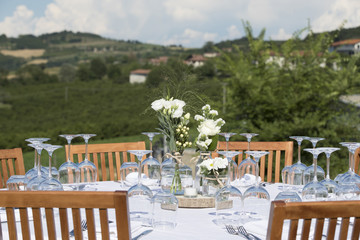 table at sunset