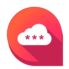 ikona z długim cieniem na tle strzałki pinezki