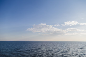 View of the sea, waves and calm wind.