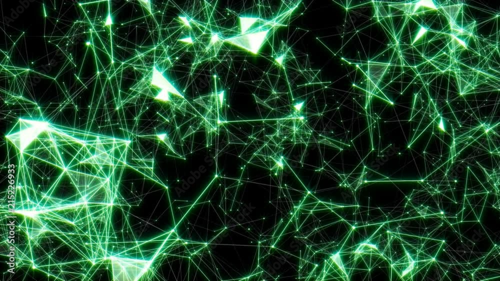 Poster transformation of the megastructure. network operation. a shining frame of lines, dots and triangles