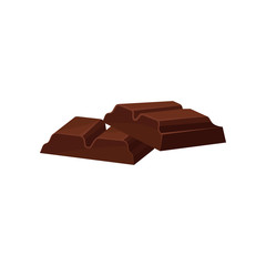 Pieces of dark chocolate vector Illustration on a white background