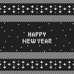 Fototapeta na wymiar Abstract monochrome knitted seamless pattern. Knit texture sheme swatch for new year card, christmas invitation, holiday wrapping paper, winter vacation travel and ski resort advertising etc.