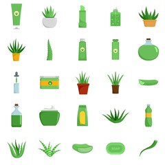 Aloe vera plant logo icons set. Flat illustration of 25 aloe vera plant logo vector icons isolated on white