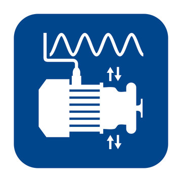 Vector Monochrome Flat Design Icon Of Vibration Analysis.  Blue Isolated Symbol.