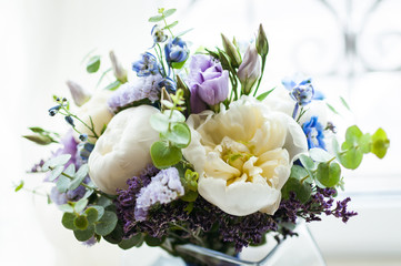 Wedding bouquet of flowers on a white background