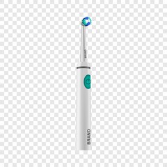 Electric toothbrush icon. Realistic illustration of electric toothbrush vector icon for on transparent background