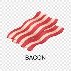 Slice of bacon icon. Isometric of slice of bacon vector icon for on transparent background