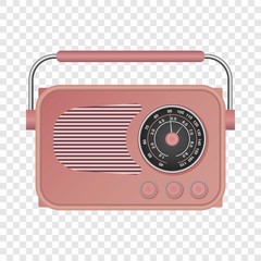 Pink retro radio mockup. Realistic illustration of pink retro radio vector mockup for on transparent background