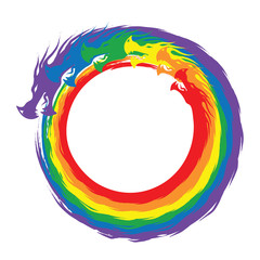 Fototapeta premium Infinity Rainbow Dragons