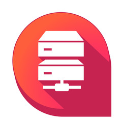 ikona z długim cieniem na tle strzałki pinezki