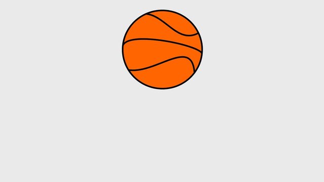 2d animation of a bouncing basketball, video with a transparent background
