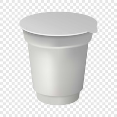 Yogurt round box mockup. Realistic illustration of yogurt round box vector mockup for on transparent background