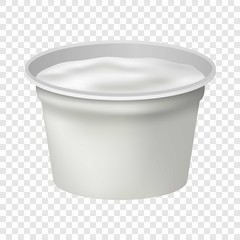 Open round yogurt mockup. Realistic illustration of open round yogurt vector mockup for on transparent background