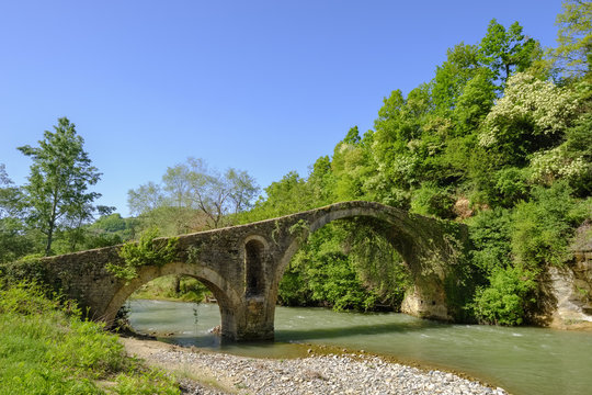 Albania, Korca, Osman arch bridge Ura e Golikut, Shkumbin river