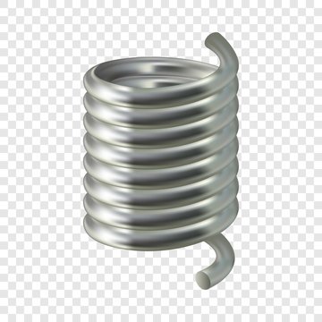 Steel spring mockup. Realistic illustration of steel spring vector mockup for on transparent background