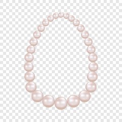 Pearl necklace mockup. Realistic illustration of pearl necklace vector mockup for on transparent background