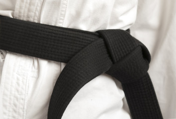 black belt closeup knot - obrazy, fototapety, plakaty
