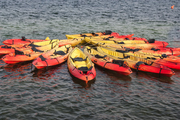 Kayaks close to each other