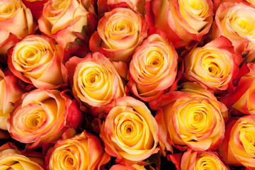 roses top view bouquet background closeup