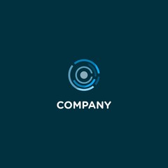 Letter C Center Circuit Creative Abstract Icon Logo Design Template Element Vector