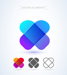 Vector abstract letter X logo template. Material design, flat and line style