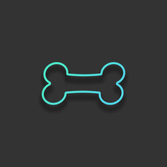 Dog bone icon. Colorful logo concept with soft shadow on dark ba
