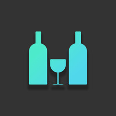 glass and bottles icon. Colorful logo concept with soft shadow o
