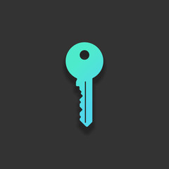 key icon. Colorful logo concept with soft shadow on dark backgro
