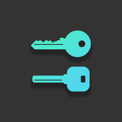 keys icons set. Colorful logo concept with soft shadow on dark b