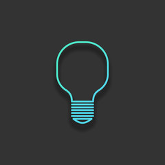Light lamp icon. Colorful logo concept with soft shadow on dark