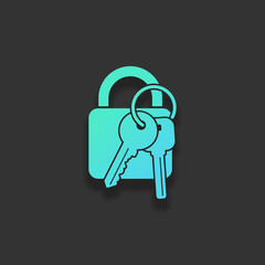 lock with keys icon. Colorful logo concept with soft shadow on d