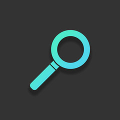magnifying glass icon. Colorful logo concept with soft shadow on