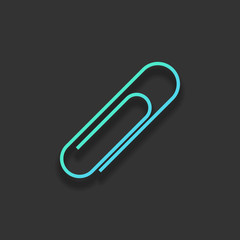 Obraz premium Paper clip icon. Colorful logo concept with soft shadow on dark