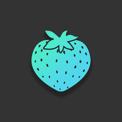 strawberry icon. Colorful logo concept with soft shadow on dark