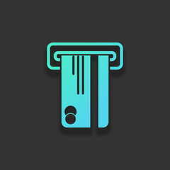 ATM machine and credit card icon. Colorful logo concept with sof