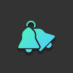 christmas bell icon. Colorful logo concept with soft shadow on d