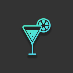 cocktail with lemon slice icon. Colorful logo concept with soft