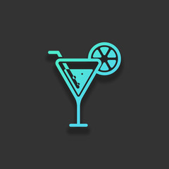 cocktail. simple silhouette. Colorful logo concept with soft sha