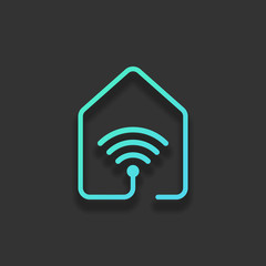 house with wifi icon. line style. Colorful logo concept with sof