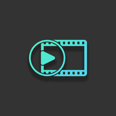 movie strip with play symbol in circle. simple silhouette. Color