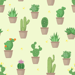 Succulent and cactus seamless pattern, background. Vector illustration.