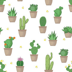 Succulent and cactus seamless pattern, background. Vector illustration.