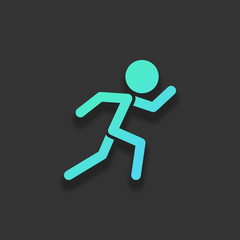 Fototapeta na wymiar running man. simple icon. Colorful logo concept with soft shadow